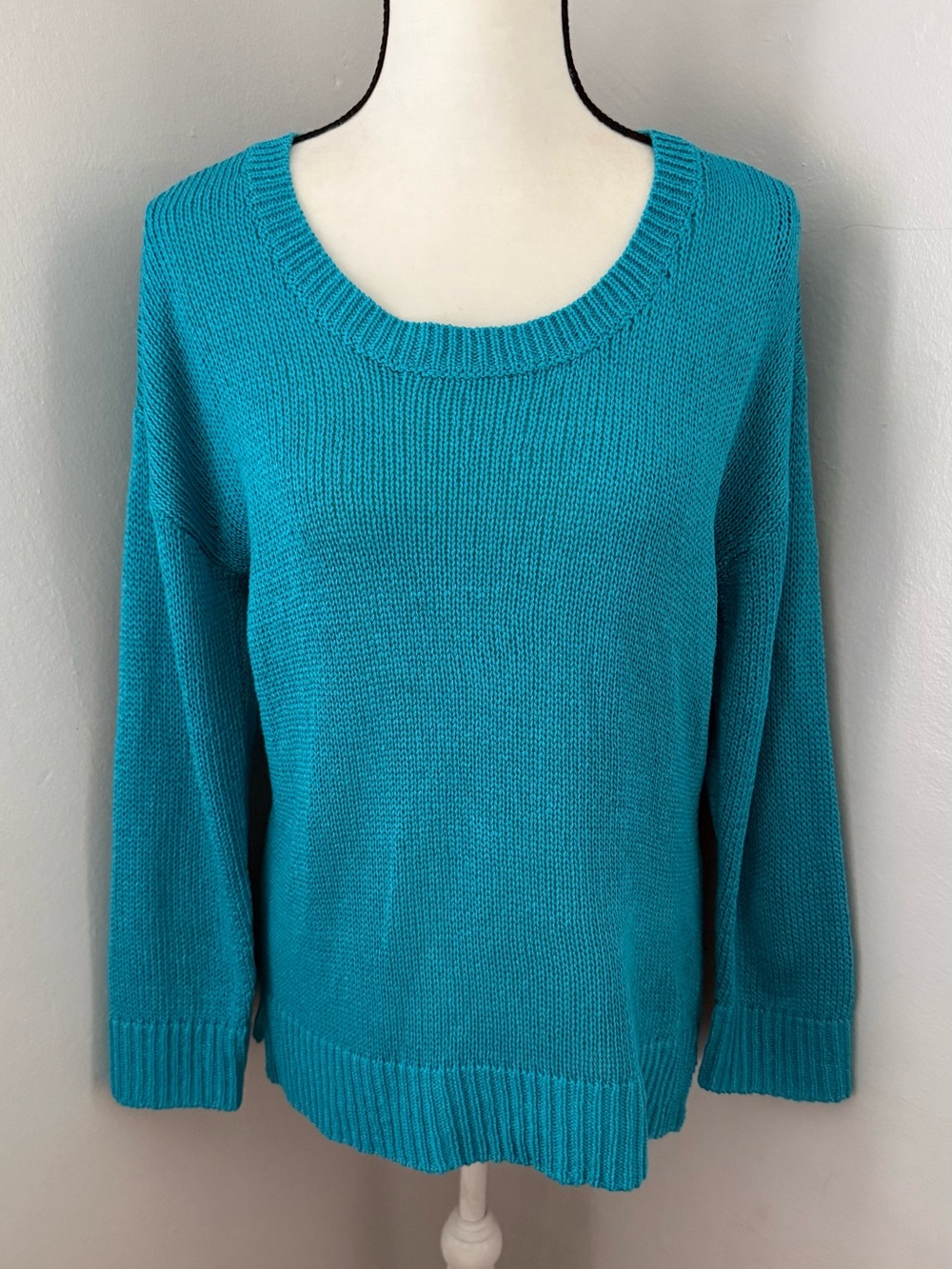 Lauren Ralph Lauren Turquoise Knit Scoop Neck Sweater XL